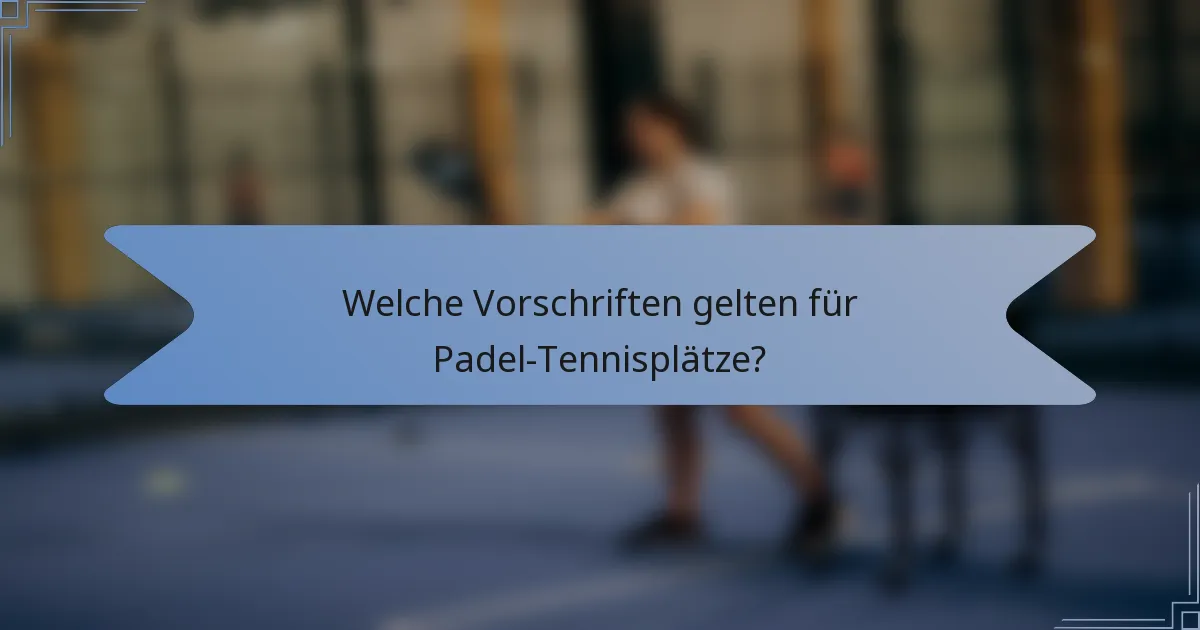 Welche Vorschriften gelten für Padel-Tennisplätze?