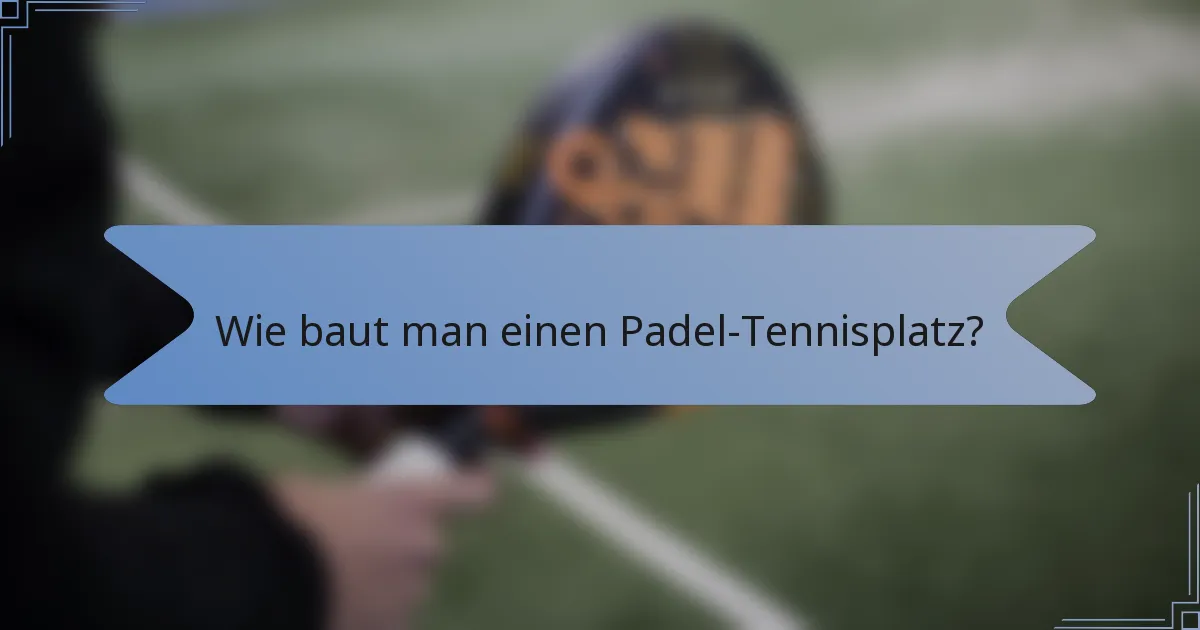 Wie baut man einen Padel-Tennisplatz?